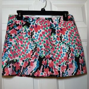 Lilly Pulitzer Woman’s Sz 4 Tate Mini Skirt Multicolor Sequined Abstract Print